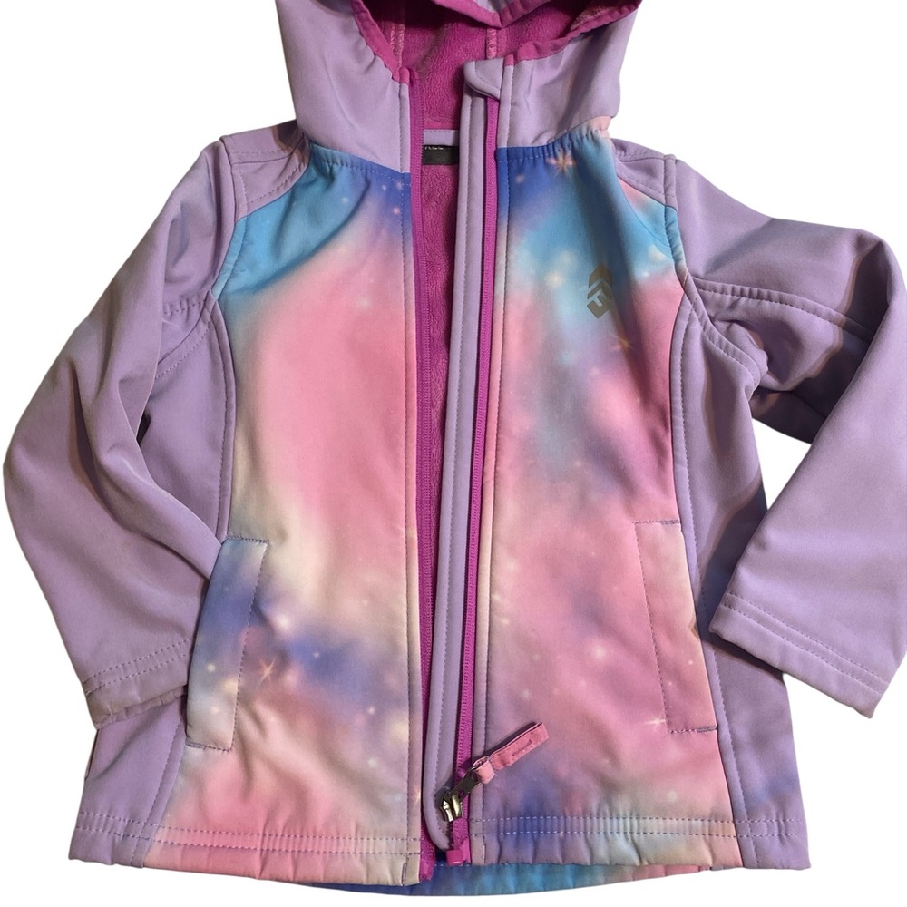 Free Country Pink and Purple Fleece Lined Jacket waterproof sz 4